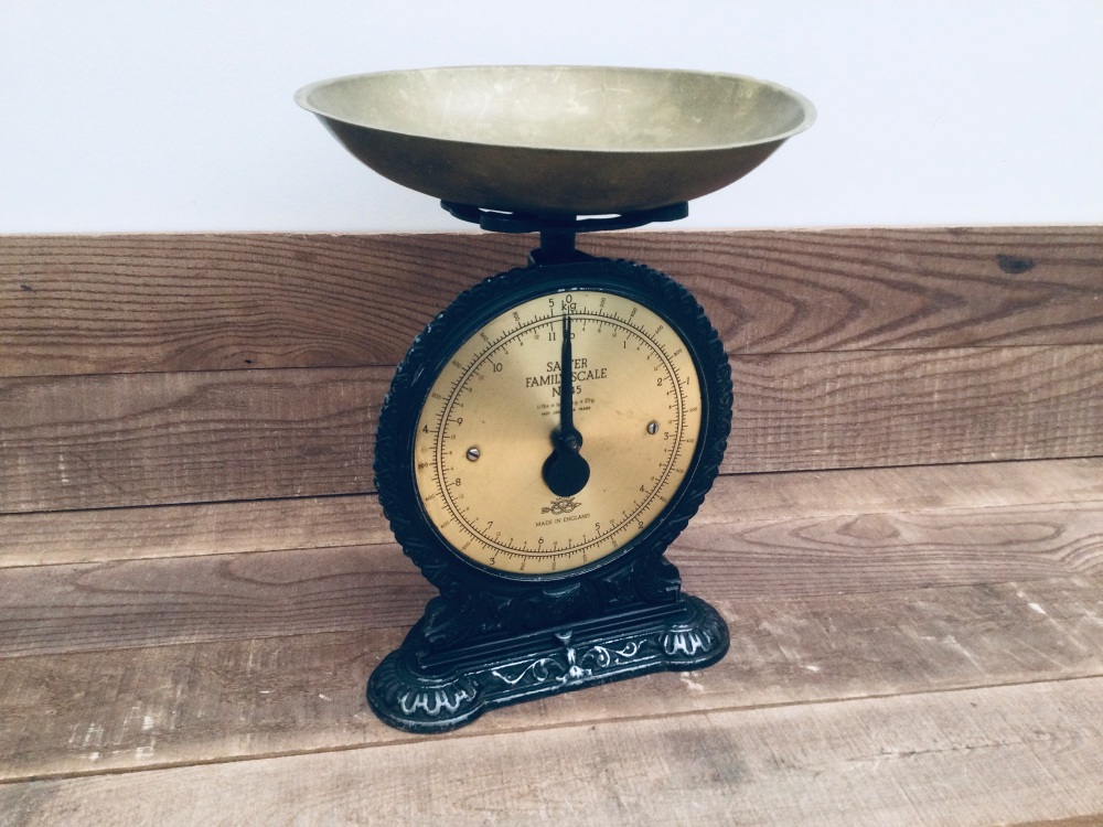 Vintage Salter Brass Family Scale No.45 Up To 11 lbs Made In England
