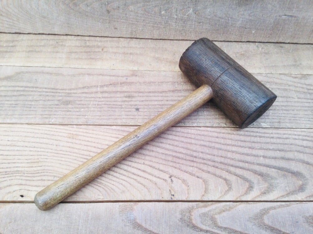 Vintage Carpenters Round Wooden Mallet