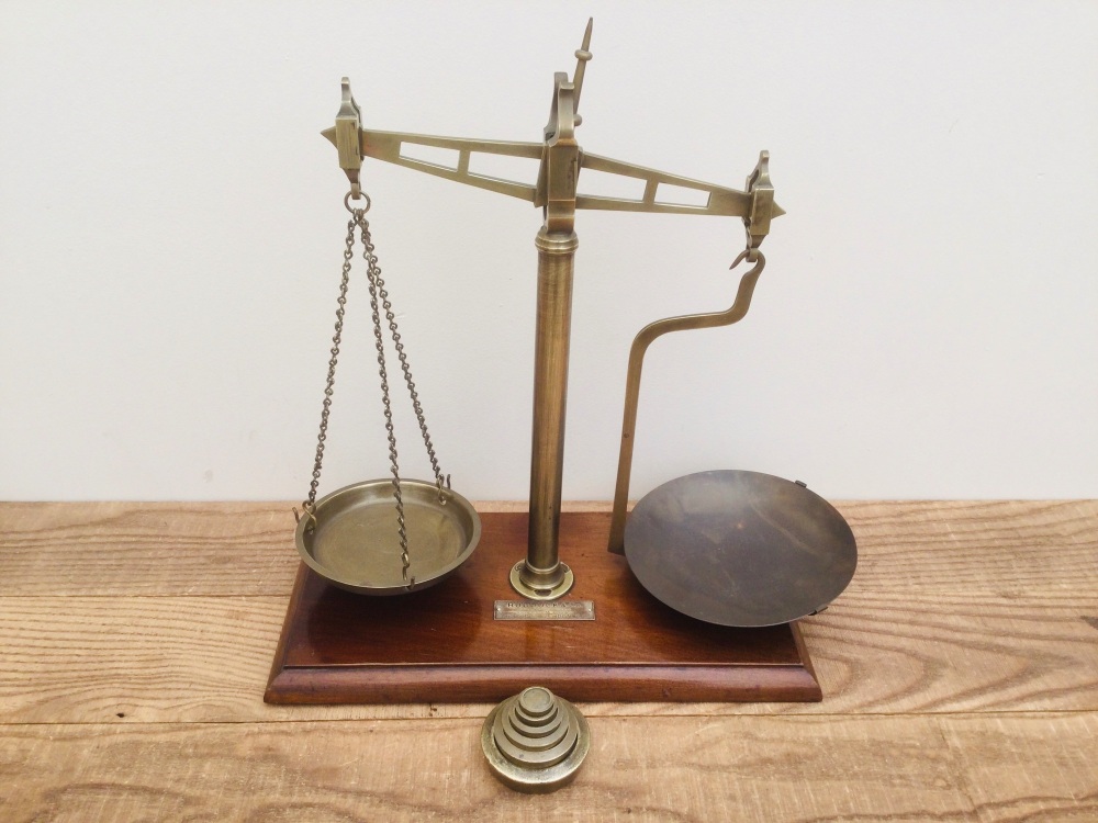 Antique Rudduck & Co Shop & Office Fitters London Chemist&rsquo;s Brass Balance Scales