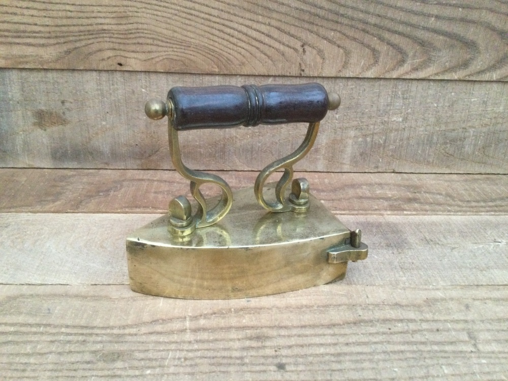 Antique Brass Sad Flat Iron & Hot Slug Block Rear Latch Door