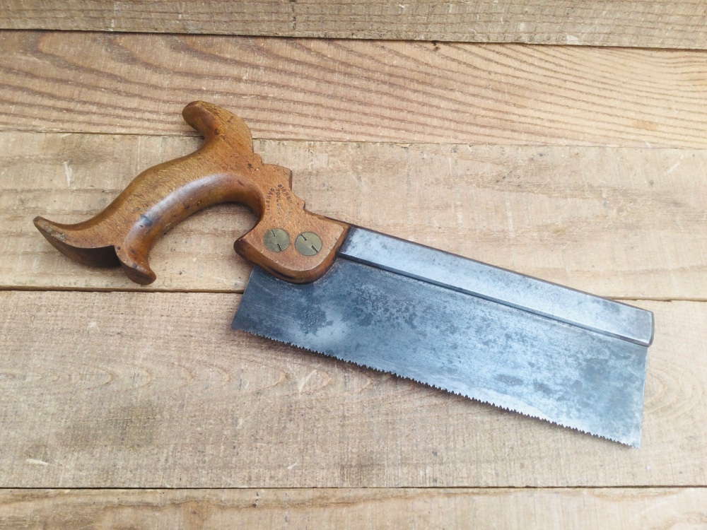 Antique Spear & Jackson 8&rdquo; Steel Back Dovetail Saw Pistol Grip