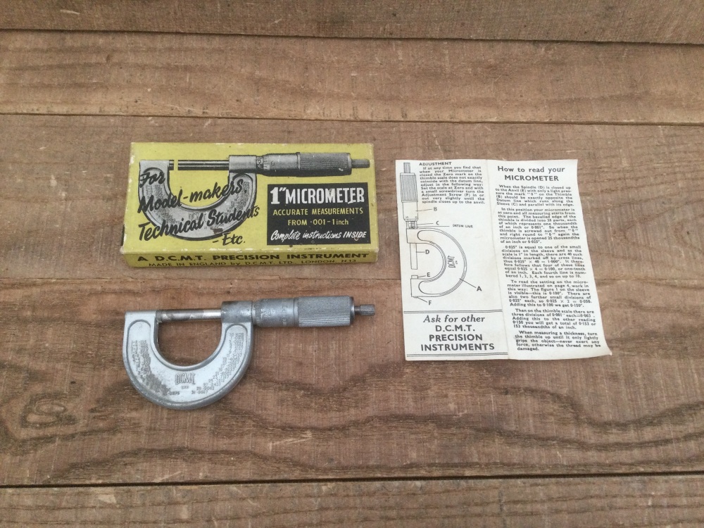 Vintage DCMT 0&rdquo;-1&rdquo; Imperial Modellers Micrometer
