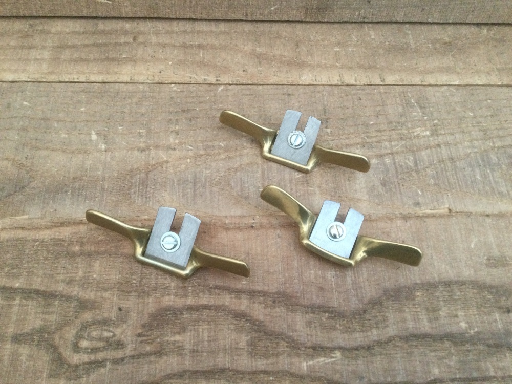 Set of Three Luthiers Miniature Brass Spokeshaves