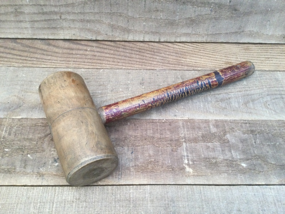 Vintage Carpenters Round Boxwood Wooden Mallet