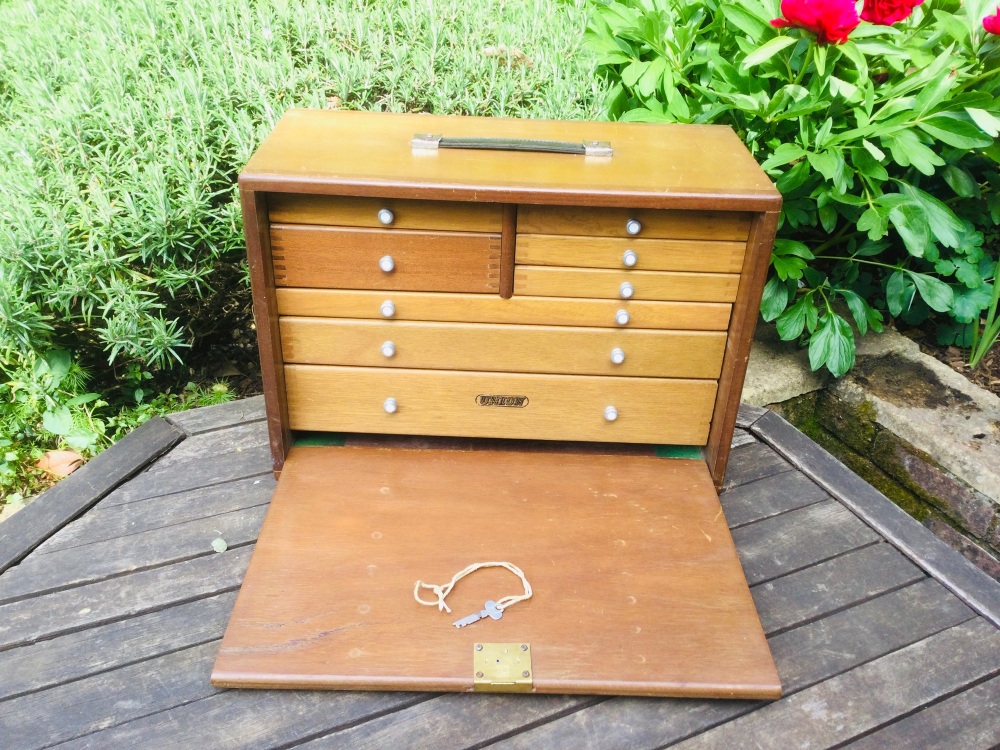 Vintage Union Engineers Wooden Tool Chest - Three Long & Five Short Draws