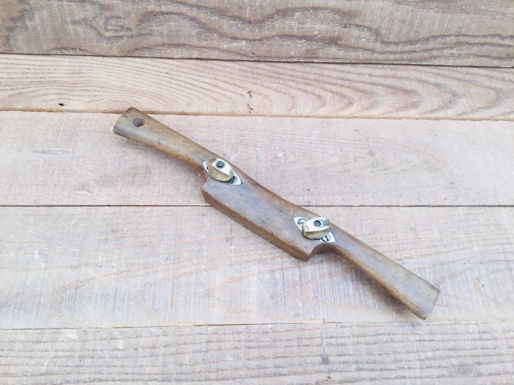 Vintage Brass & Beech Adjustable Spokeshave Brass Screw Adjusters