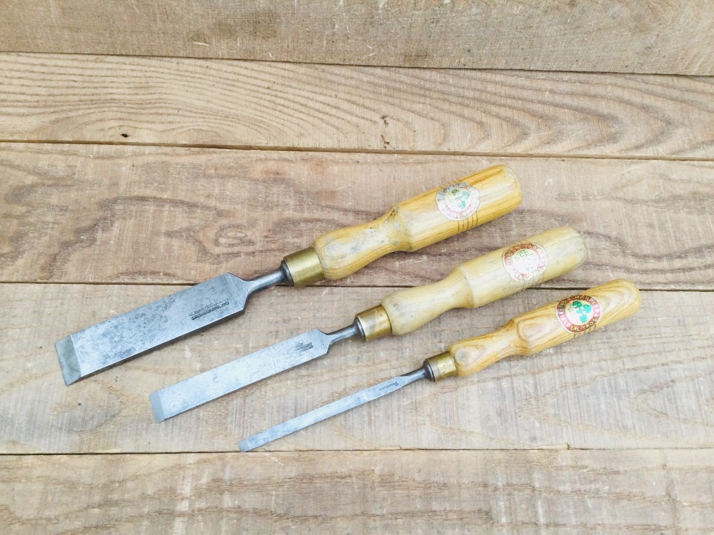 Three Vintage Marples & Sons Sheffield Carpentry Firmer Chisels