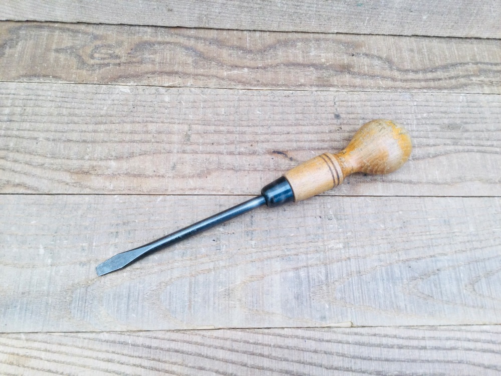 Vintage 9.1/2&rdquo; British Made Wooden Handled Cabinetmakers Screwdriver
