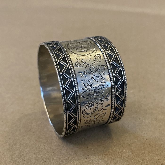 Sterling Silver Napkin Ring Barnet Henry Joseph Full Marks Chester 1876 "B.H.J"