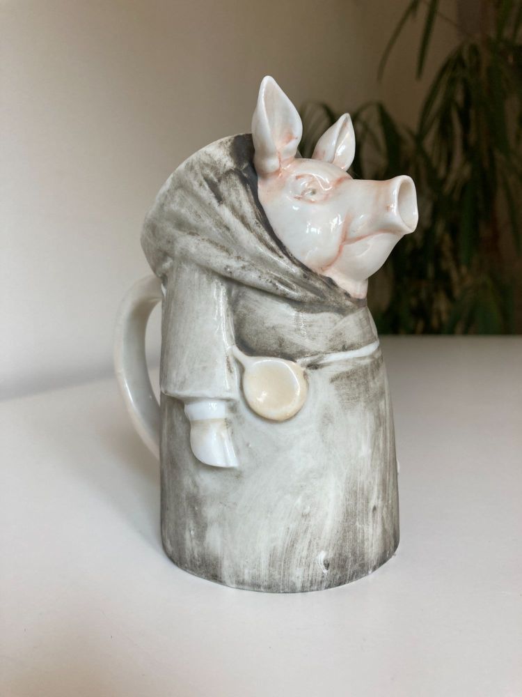 Schafer and Vater Figural Pig Monk Porcelain Creamer Jug