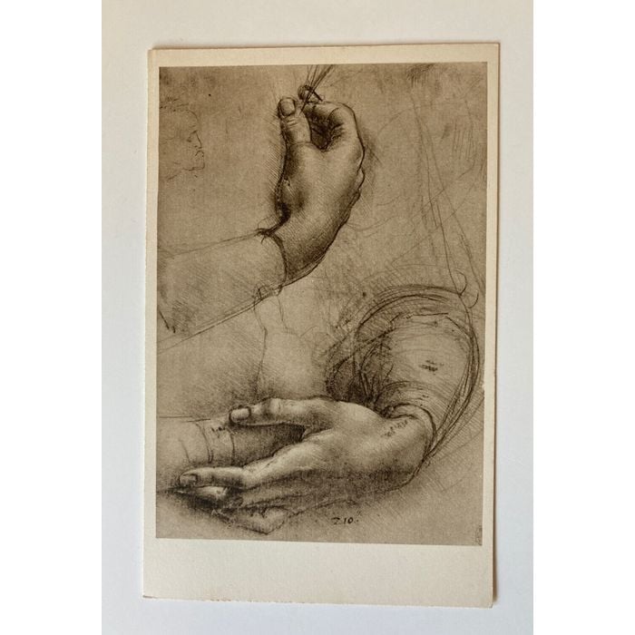 Leonardo da Vinci Studies of Hands Postcard from Exhibition Italian Art RA 1930