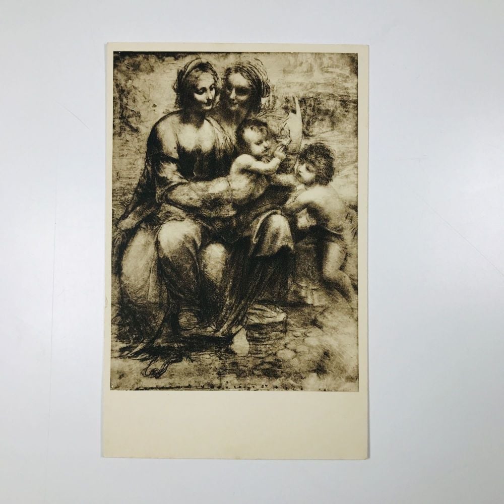 Leonardo da Vinci Cartoon of the Virgin, Child and St. Anne Postcard 1930