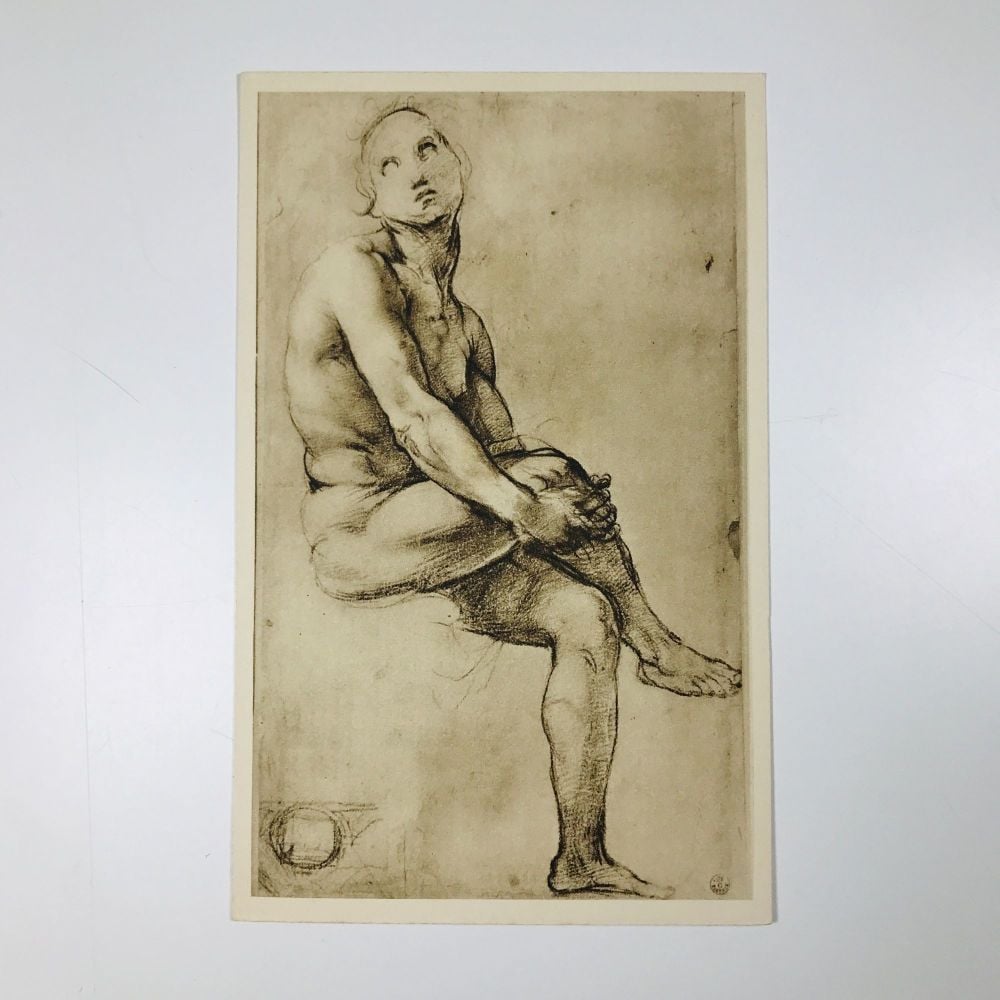 Raphael "Study For Figure of Adam In The Fresco of the Disputa" Original Vintage Art Postcard