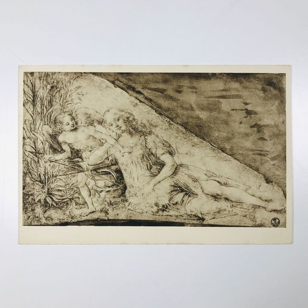 Andrea Del Verrocchio "Cupid and Sleeping Nymph" Original Vintage Art Postcard