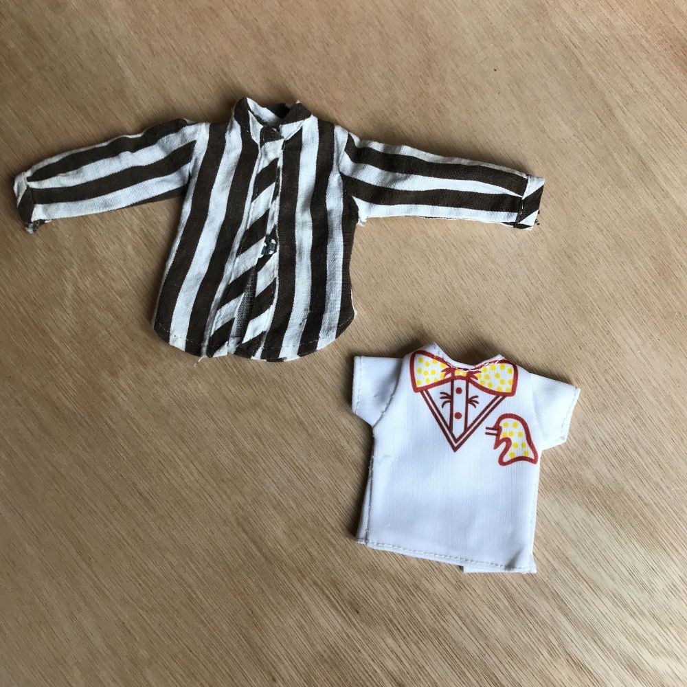 Sindy Pedigree 44331 Mix and Match Black and White Shirt / Bow Tie T-shirt 1979