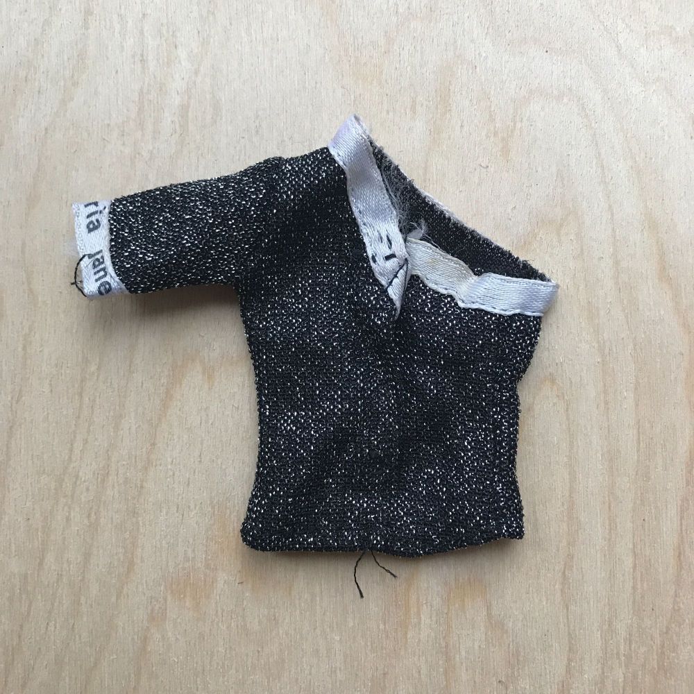 Victoria Jane Black Lurex  Off The Shoulder Top 1970s Vintage