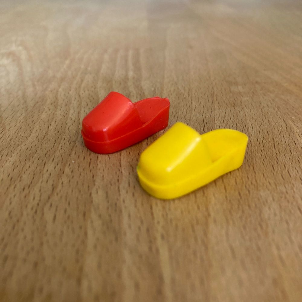 Sindy Doll Yellow & Red Slip-on Single Sandals Mules Shoes | Vintage Pedigree