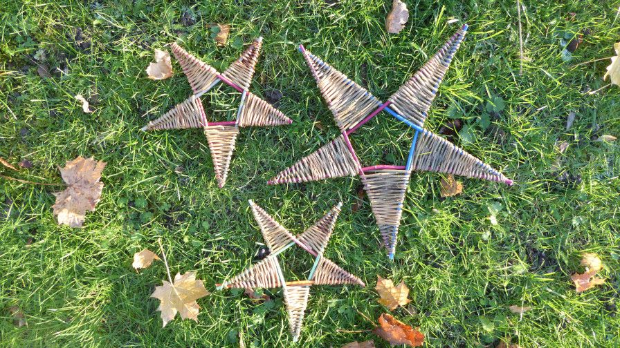 Willow stars handmade in varying styles and colours