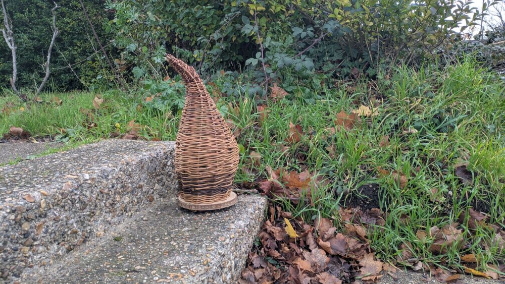 Willow bird house wooden base