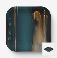 DM-2023-NFT-00001-Abstract Art-Hydrothermal-Teal & Gold- Products - Paper Plates