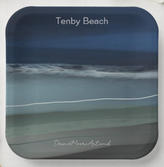 DM-2023-NFT-00266-Scape 'Tenby Beach' Paper Plate