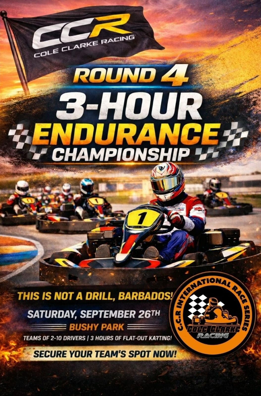 3 hours of Barbados Entry - 26th September 2026 Kart Race  - BBD $850,00 Te