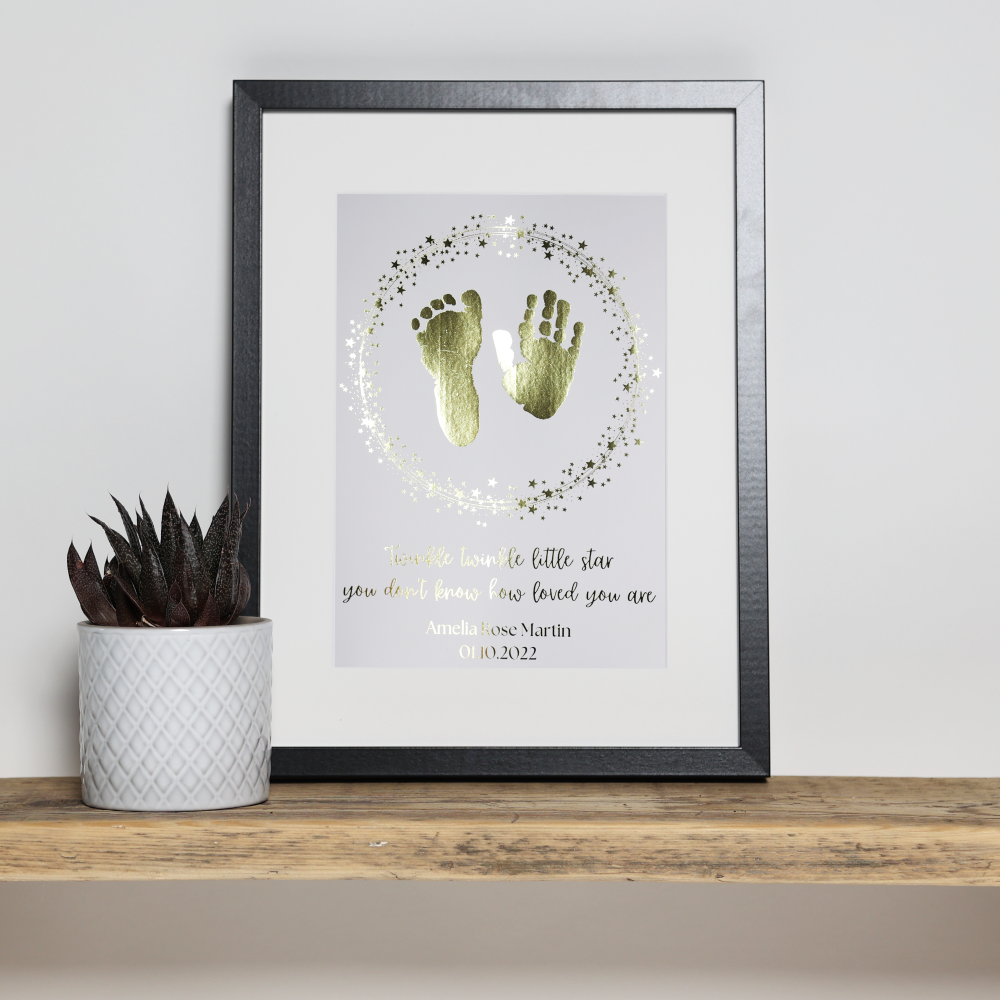 Personalised Twinkle Little Star Hand & Footprint Foil Print