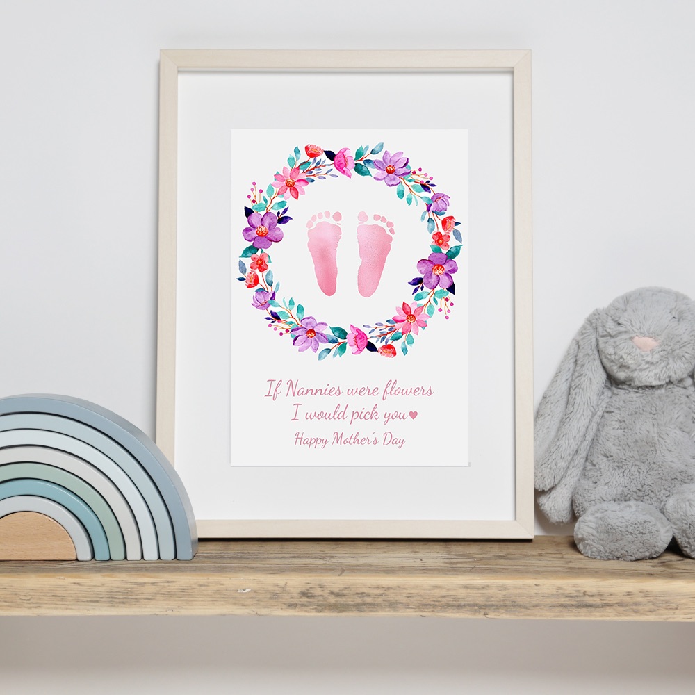 Personalised Multicoloured Floral Wreath Hand/Footprint Foil Print