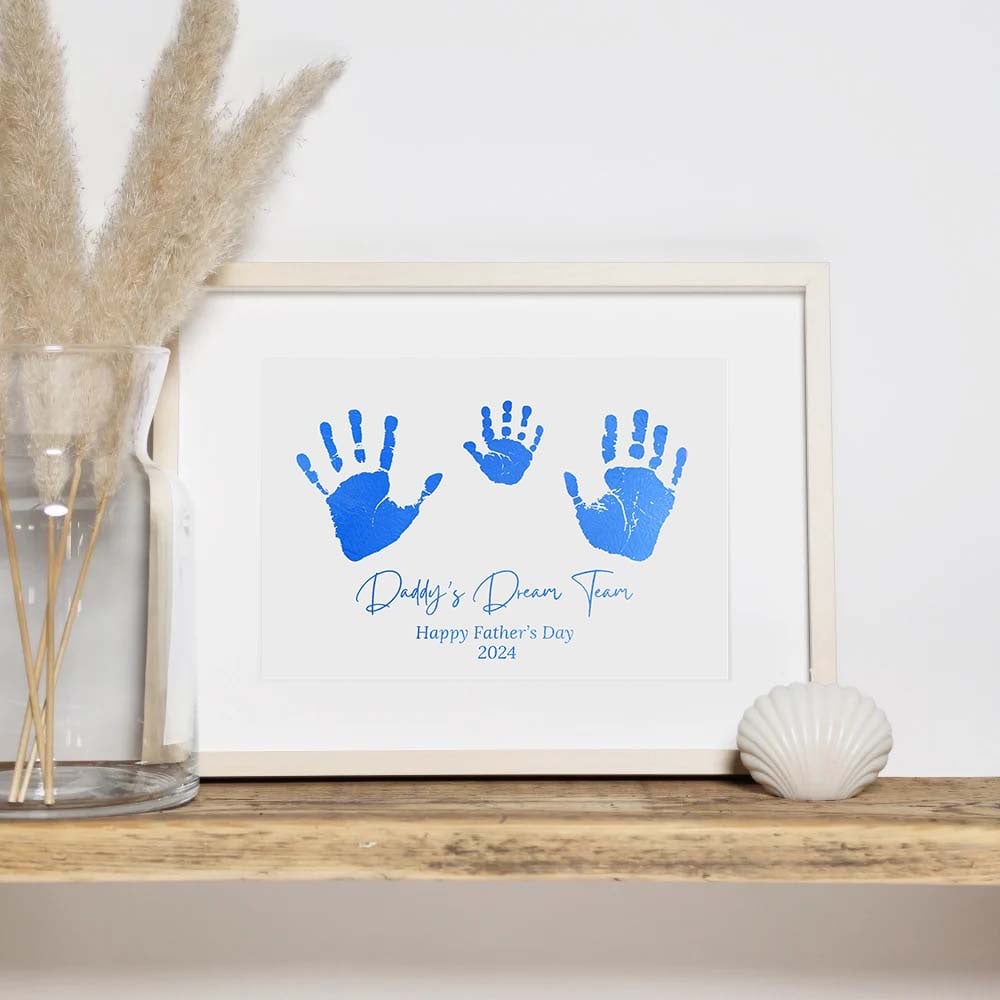 Personalised Sibling Hand Print Daddy's Team