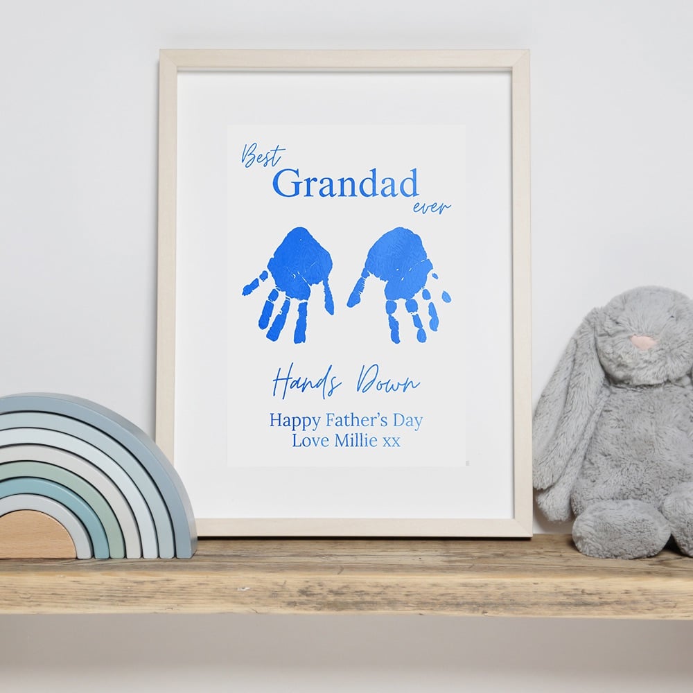 Personalised Best Grandad Ever Hand Print Foil Print