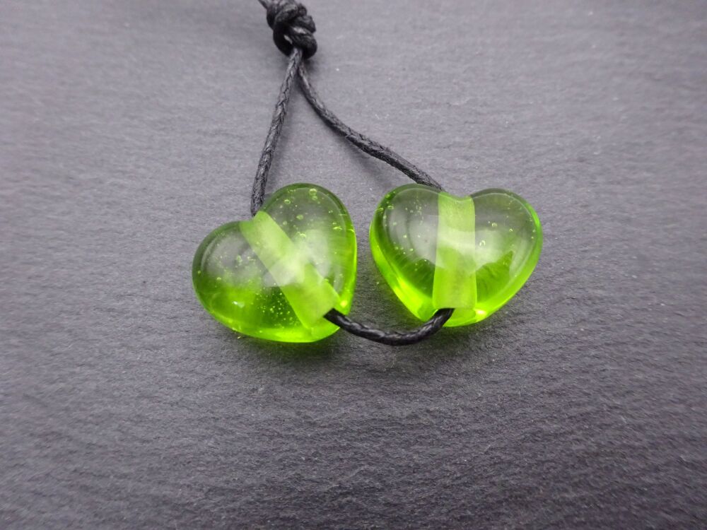 transparent green hearts