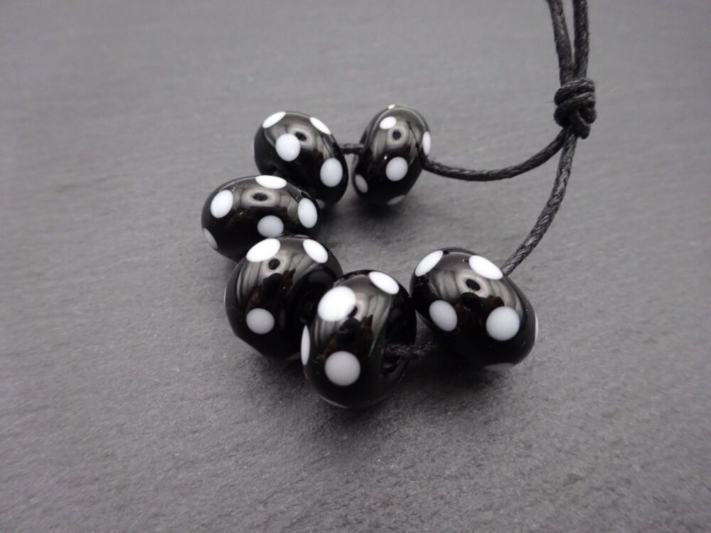 black and white polka dots