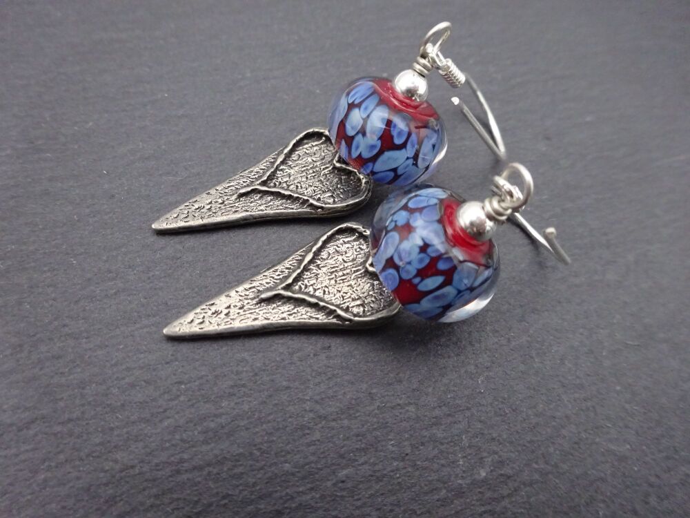red pewter heart drops