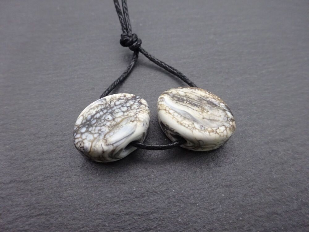 ivory mottled ovals - small