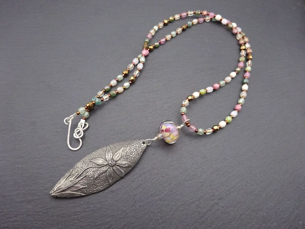 pewter flower pendant