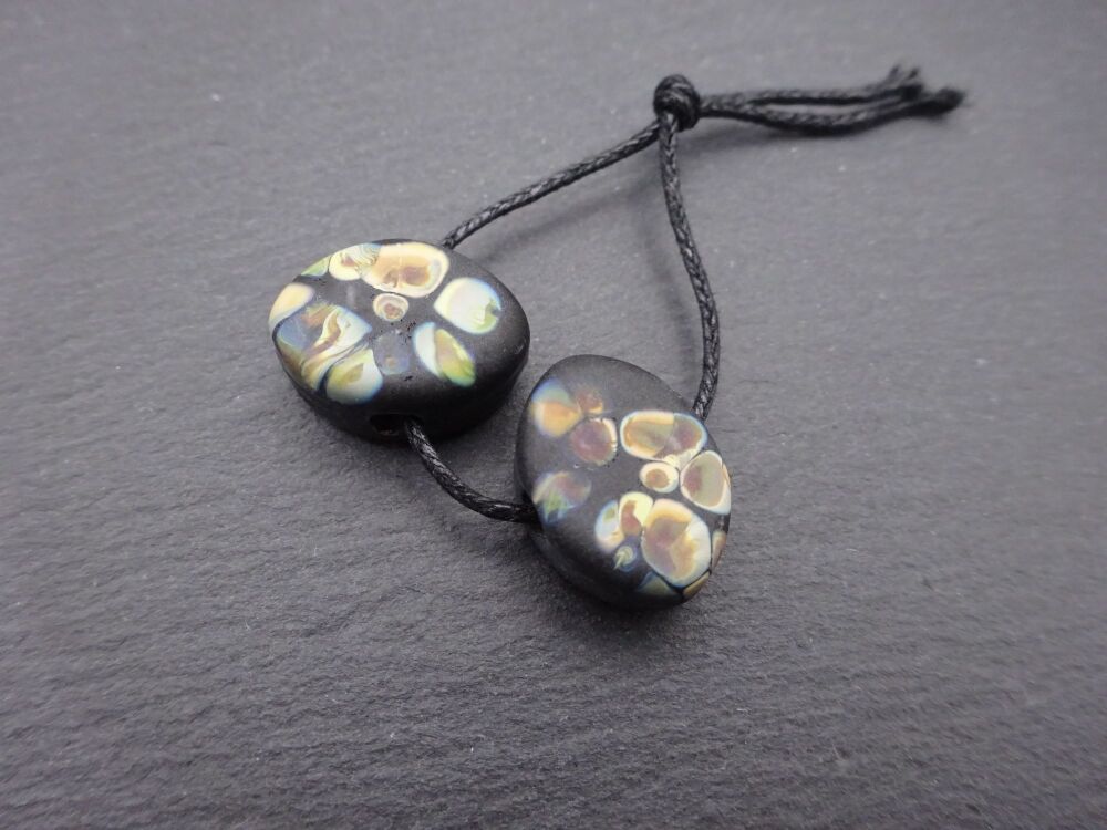 black raku ovals - small