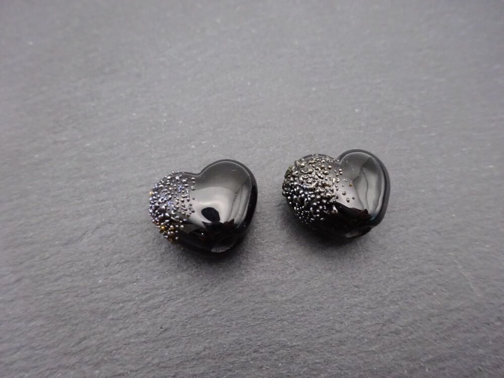 black and silver hearts