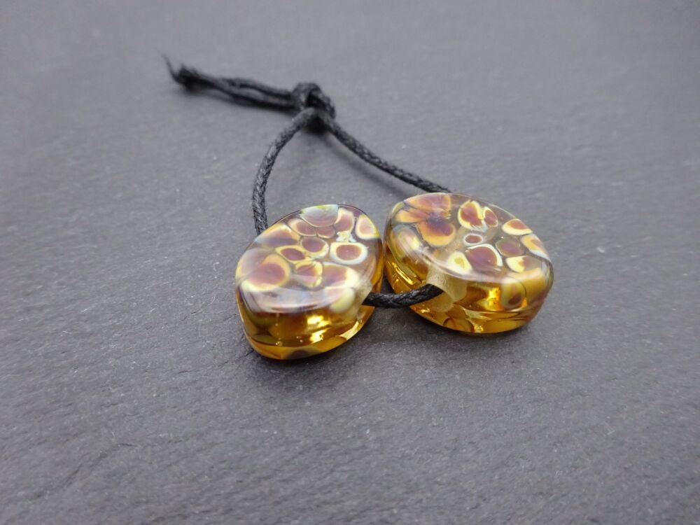 amber raku ovals - small