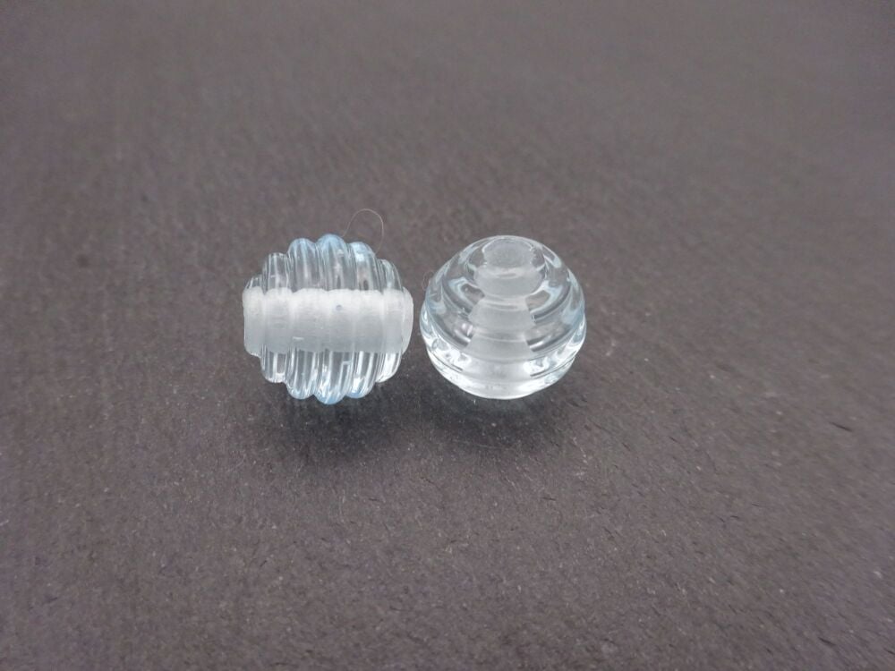 transparent light blue ribbed round