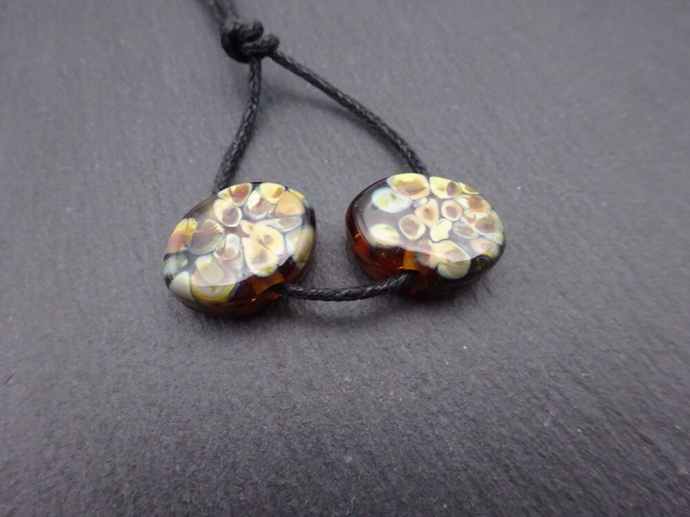 dark amber raku ovals - small