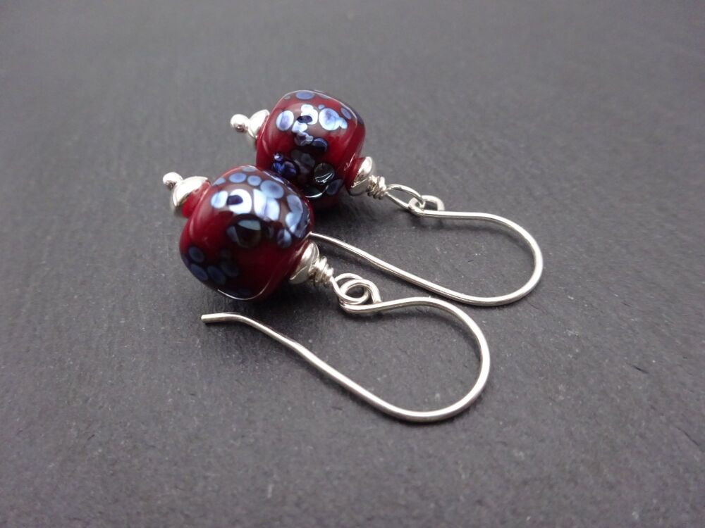red and silver blue speckles