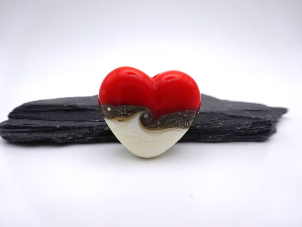 orange red and ivory heart
