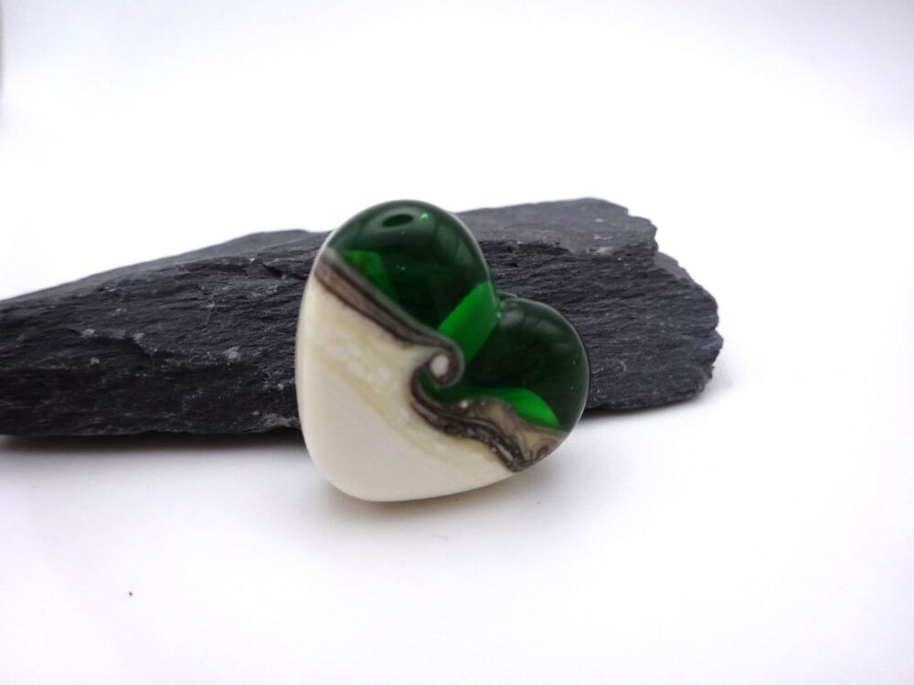 emerald green and ivory heart