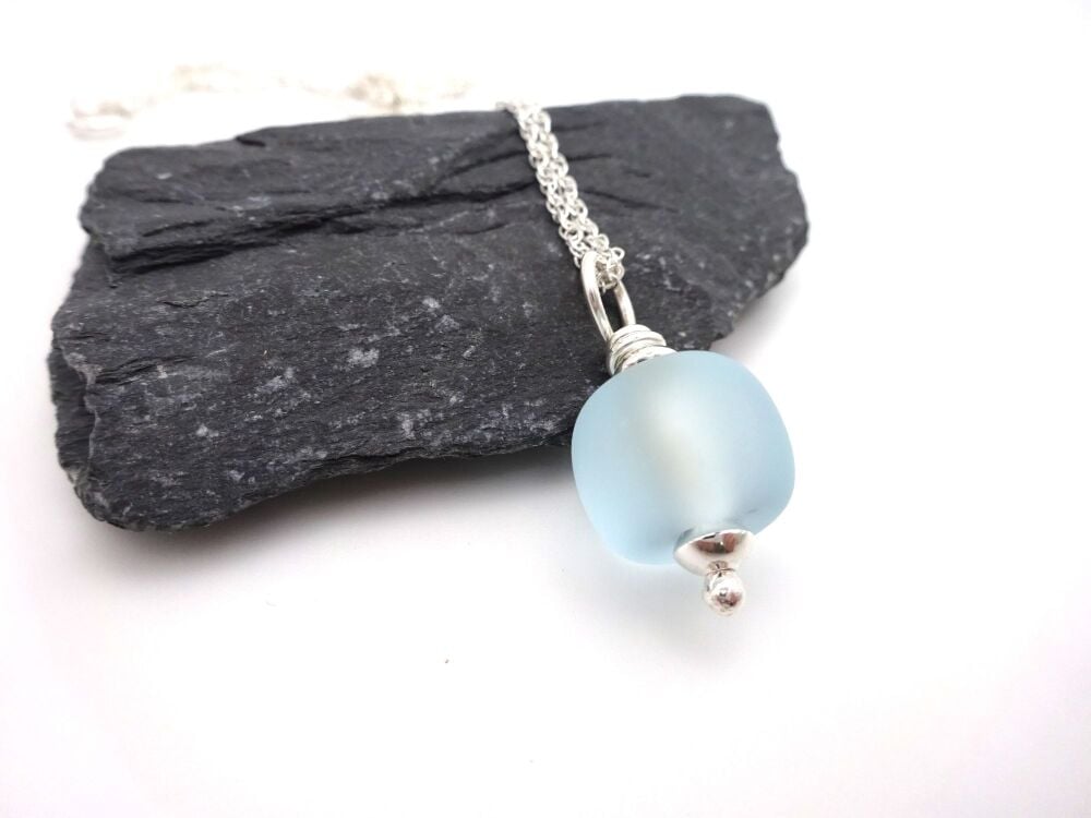 frosted light blue pendant