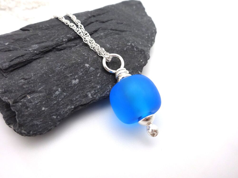 frosted blue pendant
