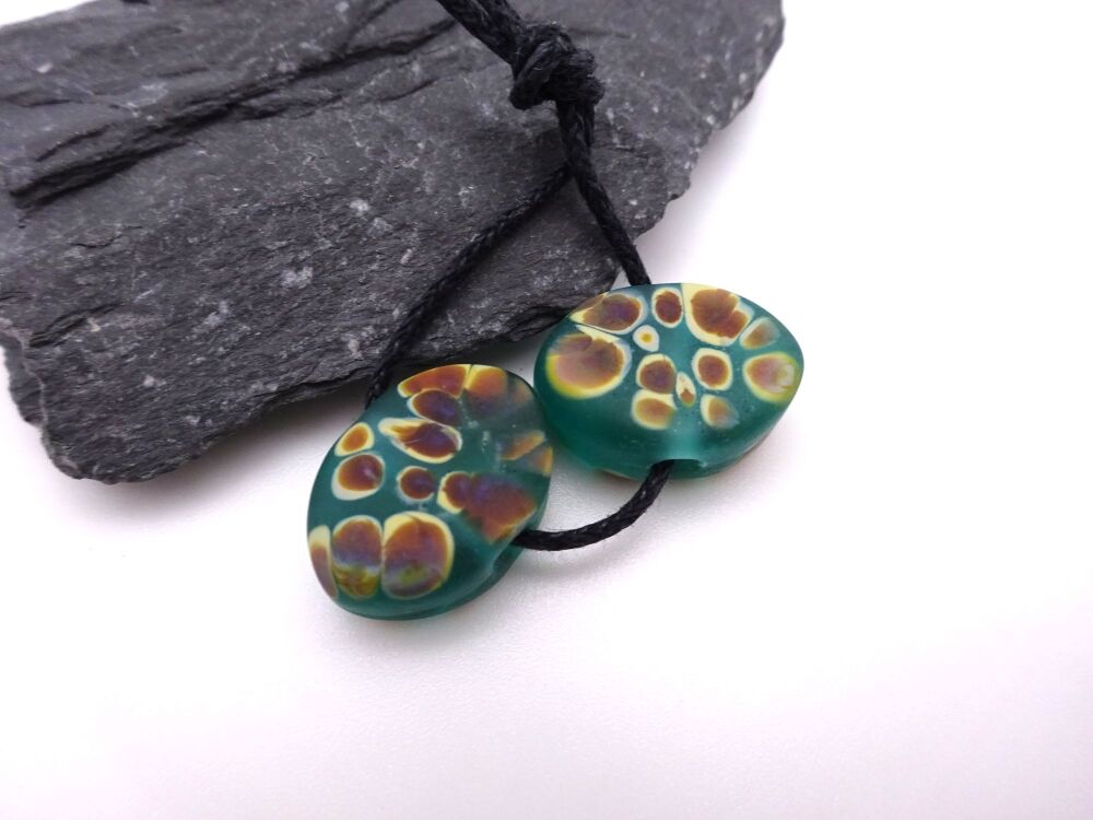 teal raku frosted ovals