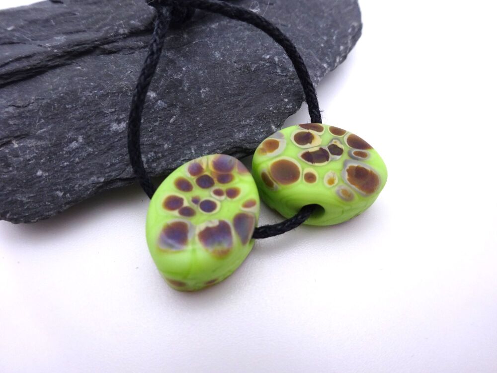 lime green raku ovals