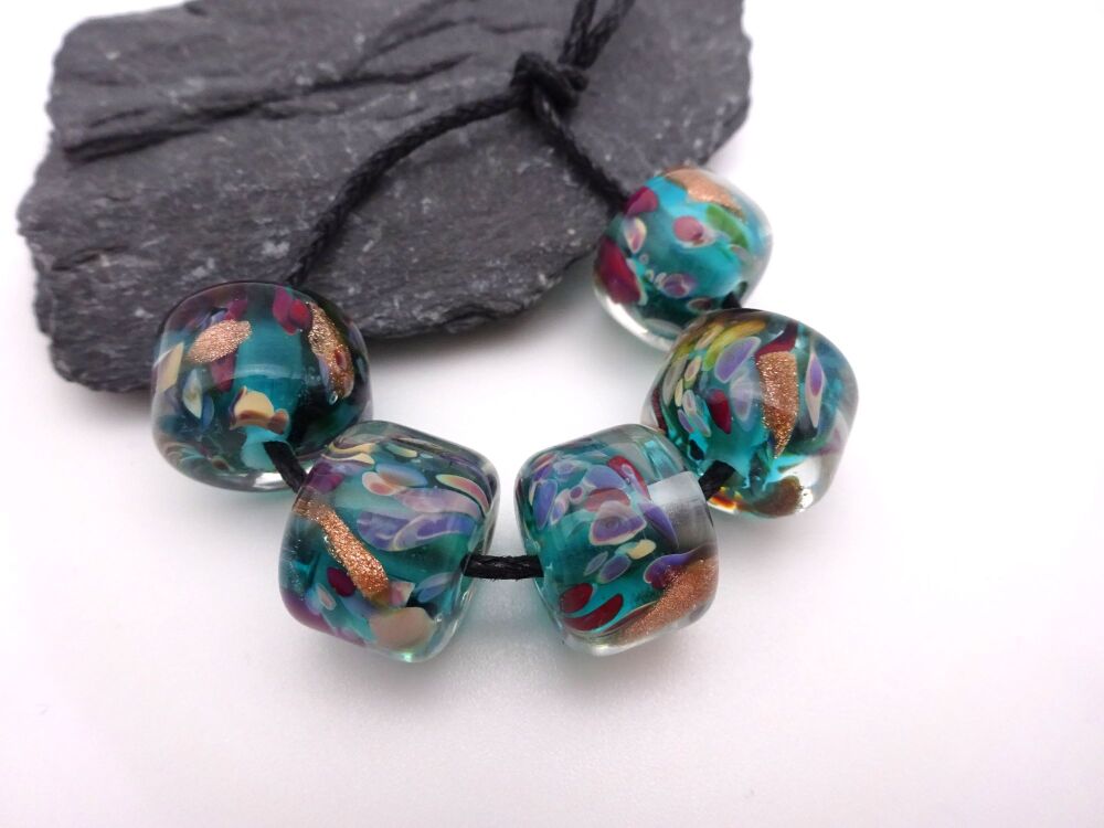 teal and goldstone