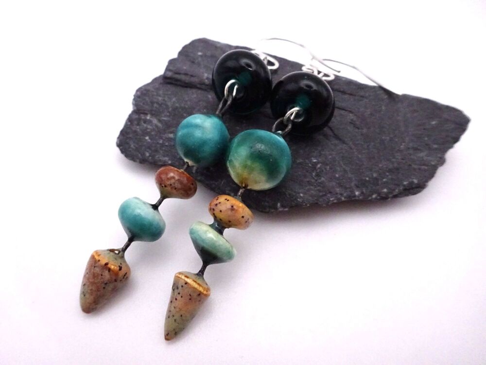 teal green and brown