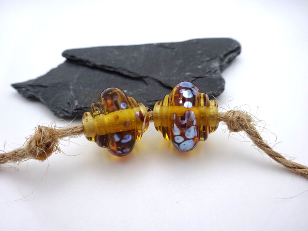 amber ornate silver frit